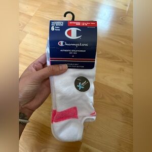 Champion Women's No Show Socks - White and Pink